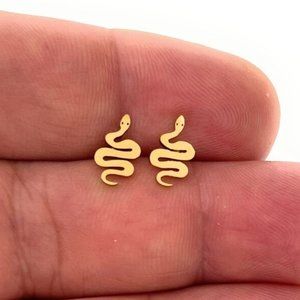 Stainless Steel gold SNAKE Mini minimalist Earrings /M29